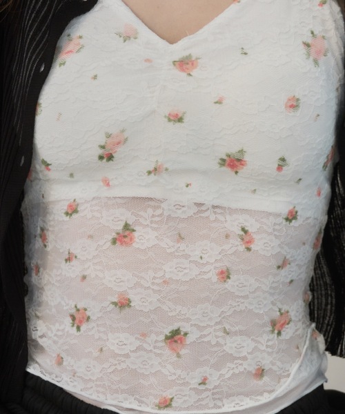 Birthday room（バースデイルーム）の「ヴィンテージフラワーキャミ/Vintage Floral Camisole（キャミソール・レディース・ホワイト/アイボリー・FREE）」の5枚目の写真