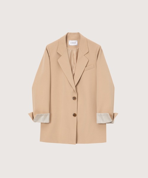 LA POMME petit(ラポミ・プチ)の「Loose Suit Stripe Cuff Jacket/ルーズストライプ袖口ジャケット(テーラードジャケット・レディース・ブルー/ブラウン/ブラック・FREE)」の3枚目の写真