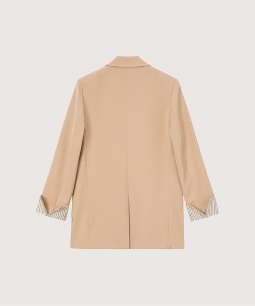 LA POMME petit(ラポミ・プチ)の「Loose Suit Stripe Cuff Jacket/ルーズストライプ袖口ジャケット(テーラードジャケット・レディース・ブルー/ブラウン/ブラック・FREE)」の6枚目の写真