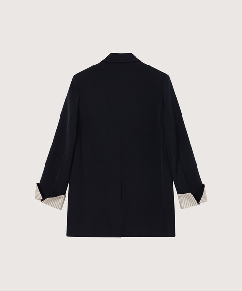 LA POMME petit(ラポミ・プチ)の「Loose Suit Stripe Cuff Jacket/ルーズストライプ袖口ジャケット(テーラードジャケット・レディース・ブルー/ブラウン/ブラック・FREE)」の5枚目の写真