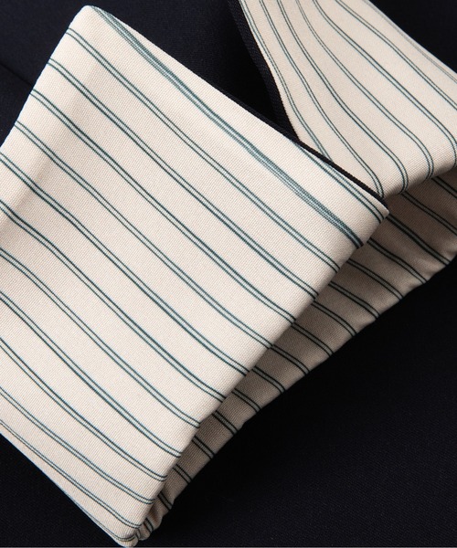 LA POMME petit(ラポミ・プチ)の「Loose Suit Stripe Cuff Jacket/ルーズストライプ袖口ジャケット(テーラードジャケット・レディース・ブルー/ブラウン/ブラック・FREE)」の14枚目の写真