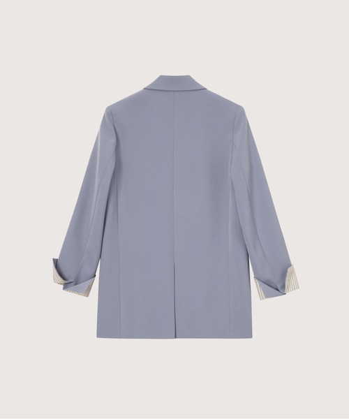 LA POMME petit(ラポミ・プチ)の「Loose Suit Stripe Cuff Jacket/ルーズストライプ袖口ジャケット(テーラードジャケット・レディース・ブルー/ブラウン/ブラック・FREE)」の4枚目の写真