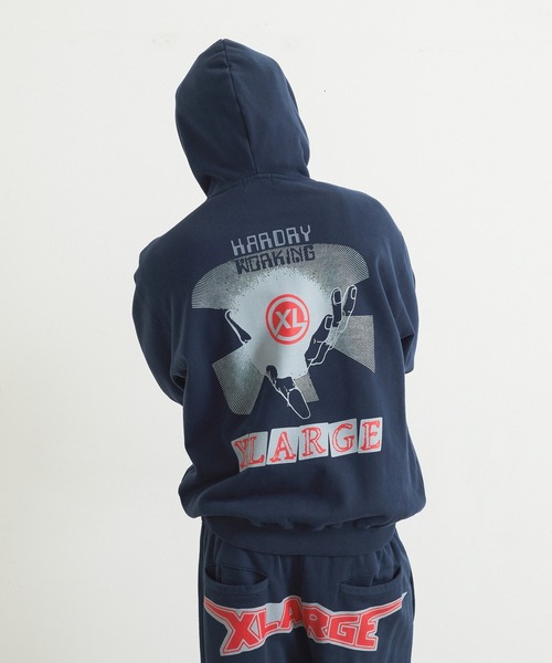 XLARGE(エクストララージ)の「MULTI LOGO ZIP HOODED SWEATSHIRT(パーカー・メンズ・アッシュ/グリーン/ネイビー/ブラック・S/M/L/XL)」の1枚目の写真