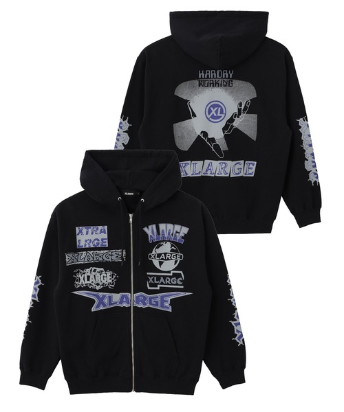 XLARGE(エクストララージ)の「MULTI LOGO ZIP HOODED SWEATSHIRT(パーカー・メンズ・アッシュ/グリーン/ネイビー/ブラック・S/M/L/XL)」の2枚目の写真