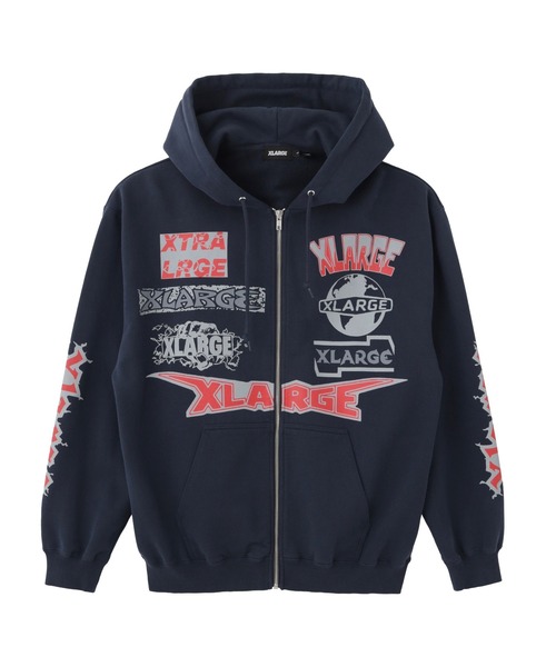 XLARGE(エクストララージ)の「MULTI LOGO ZIP HOODED SWEATSHIRT(パーカー・メンズ・アッシュ/グリーン/ネイビー/ブラック・S/M/L/XL)」の7枚目の写真