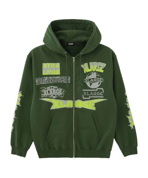 XLARGE(エクストララージ)の「MULTI LOGO ZIP HOODED SWEATSHIRT(パーカー・メンズ・アッシュ/グリーン/ネイビー/ブラック・S/M/L/XL)」の9枚目の写真