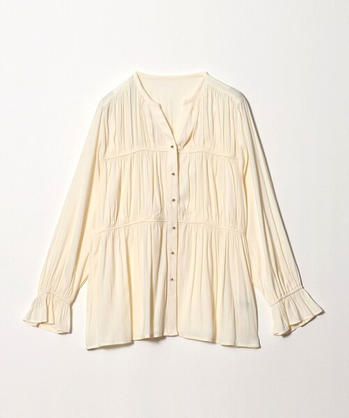 A DAY IN THE LIFE UNITED ARROWS(アデイインザライフユナイテッドアローズ)の「ギャザースキッパーブラウス <A DAY IN THE LIFE>(シャツ/ブラウス・レディース・オフホワイト/ダークブラウン/ロイヤルブルー・FREE)」の1枚目の写真