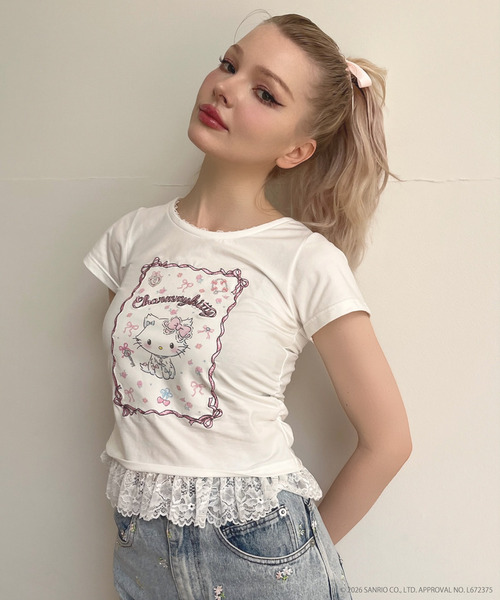 MORE self LOVE(モアセルフラブ)の「【CHARMMY KITTY】RIBBON TEE(Tシャツ/カットソー・レディース・ブラック/オフホワイト・FREE)」の1枚目の写真