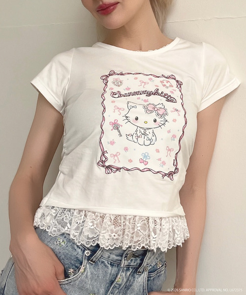 MORE self LOVE(モアセルフラブ)の「【CHARMMY KITTY】RIBBON TEE(Tシャツ/カットソー・レディース・ブラック/オフホワイト・FREE)」の3枚目の写真