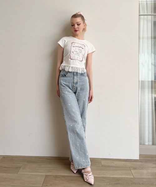 MORE self LOVE(モアセルフラブ)の「【CHARMMY KITTY】RIBBON TEE(Tシャツ/カットソー・レディース・ブラック/オフホワイト・FREE)」の6枚目の写真