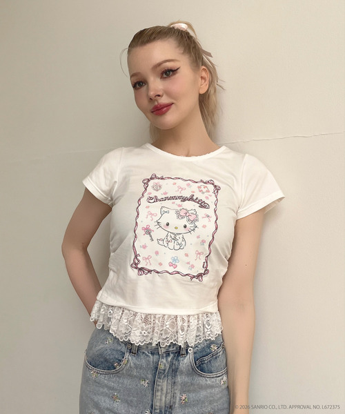 MORE self LOVE(モアセルフラブ)の「【CHARMMY KITTY】RIBBON TEE(Tシャツ/カットソー・レディース・ブラック/オフホワイト・FREE)」の7枚目の写真
