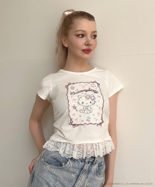 MORE self LOVE(モアセルフラブ)の「【CHARMMY KITTY】RIBBON TEE(Tシャツ/カットソー・レディース・ブラック/オフホワイト・FREE)」の8枚目の写真