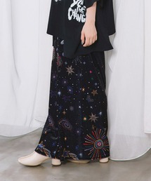 ScoLar | 163610：三柄展開 総柄ベロアパンツ(デニムパンツ)