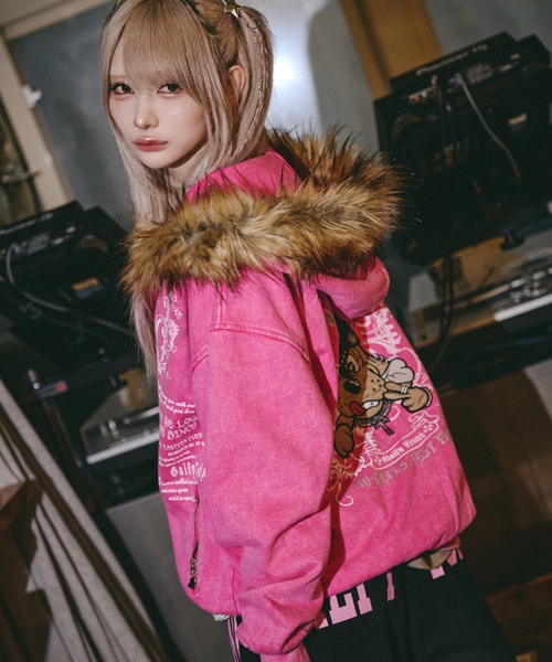 GALFY(ガルフィー)の「GALFY/ガルフィー/ギラツキ☆FUR PK(パーカー・メンズ・グレー/ブラック/ピンク・S/XL/L)」の3枚目の写真