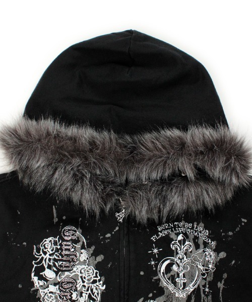 GALFY(ガルフィー)の「GALFY/ガルフィー/ギラツキ☆FUR PK(パーカー・メンズ・グレー/ブラック/ピンク・S/XL/L)」の6枚目の写真