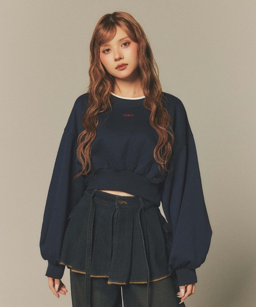 Amly City(アンリーシティ)の「バックプリントショートスウェット(スウェット・レディース・グレー/ネイビー/ブラウン・FREE)」の7枚目の写真