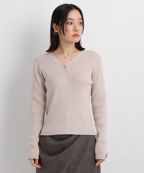 Andemiu(アンデミュウ)の「ボタンリブニット/1074951(ニット/セーター・レディース・ブラック/オフホワイト/ピンク・FREE)」の18枚目の写真