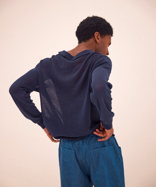 BASISBROEK（バシスブルック）の「DROOM（ニット/セーター・メンズ・ネイビー/キナリ・2/1）」の12枚目の写真