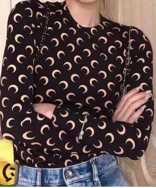 ampm(エーエムピーエム)の「シアートップス 月柄 ムーン柄 メッシュトップス シースルー チュールトップス(Tシャツ/カットソー・レディース・ホワイト/ブラック・FREE)」の4枚目の写真