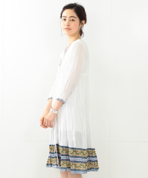 trepied（トレピエ）の「trepied / ワッシャー 8分袖 ワンピース 16SS（ワンピース・レディース・ホワイト/ブラック・ONE SIZE）」の6枚目の写真