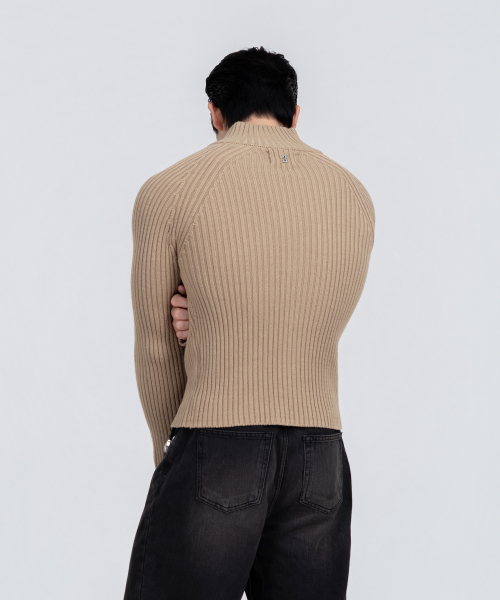 PHOS333(フォースサンサンサン)の「M スタンドネックニットジップアップ/ベージュ(ニット/セーター・メンズ・その他・LARGE)」の4枚目の写真