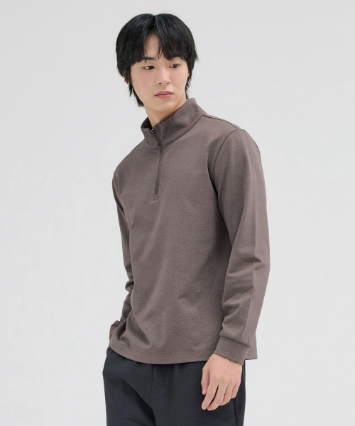 CHASECULT(チェイスカルト)の「メンズ ストレッチ起毛 ハーフジップ Tシャツ-FFRK5123C08(Tシャツ/カットソー・メンズ・ブラウン・100/95/105)」の2枚目の写真