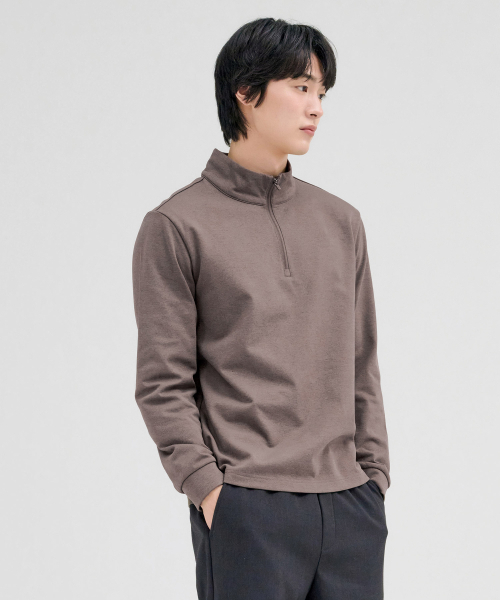 CHASECULT(チェイスカルト)の「メンズ ストレッチ起毛 ハーフジップ Tシャツ-FFRK5123C08(Tシャツ/カットソー・メンズ・ブラウン・100/95/105)」の3枚目の写真