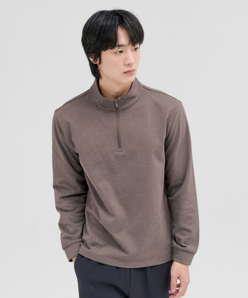 CHASECULT(チェイスカルト)の「メンズ ストレッチ起毛 ハーフジップ Tシャツ-FFRK5123C08(Tシャツ/カットソー・メンズ・ブラウン・100/95/105)」の4枚目の写真