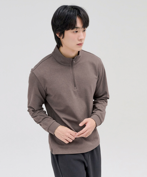 CHASECULT(チェイスカルト)の「メンズ ストレッチ起毛 ハーフジップ Tシャツ-FFRK5123C08(Tシャツ/カットソー・メンズ・ブラウン・100/95/105)」の5枚目の写真