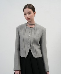 【GENERAL IDEA】タイノーカラーウールブレンドジャケット / TIE COLLARLESS WOOL JACKET