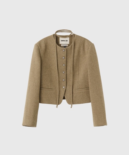 GENERAL IDEA(ジェネラルアイデア)の「【GENERAL IDEA】タイノーカラーウールブレンドジャケット / TIE COLLARLESS WOOL JACKET(ノーカラージャケット・レディース・ブラウン/グレー/ベージュ・M/L/S)」の12枚目の写真