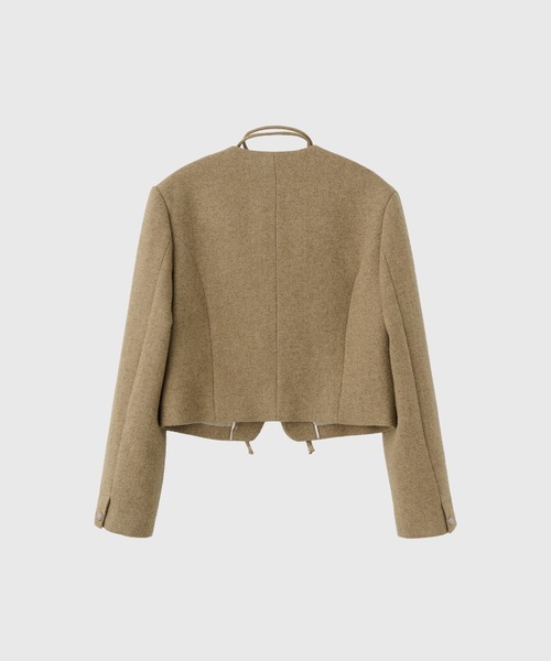 GENERAL IDEA(ジェネラルアイデア)の「【GENERAL IDEA】タイノーカラーウールブレンドジャケット / TIE COLLARLESS WOOL JACKET(ノーカラージャケット・レディース・ブラウン/グレー/ベージュ・M/L/S)」の13枚目の写真