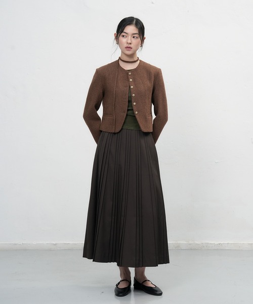 GENERAL IDEA(ジェネラルアイデア)の「【GENERAL IDEA】タイノーカラーウールブレンドジャケット / TIE COLLARLESS WOOL JACKET(ノーカラージャケット・レディース・ブラウン/グレー/ベージュ・M/L/S)」の20枚目の写真