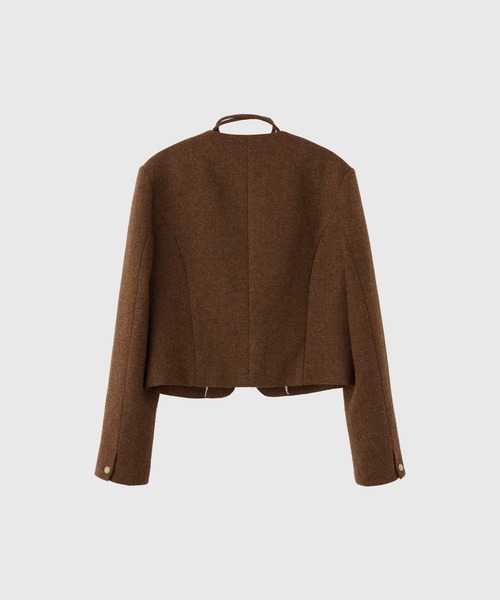 GENERAL IDEA(ジェネラルアイデア)の「【GENERAL IDEA】タイノーカラーウールブレンドジャケット / TIE COLLARLESS WOOL JACKET(ノーカラージャケット・レディース・ブラウン/グレー/ベージュ・M/L/S)」の6枚目の写真
