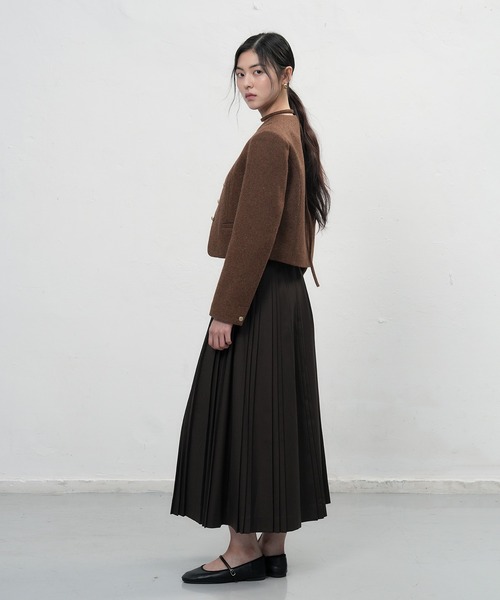 GENERAL IDEA(ジェネラルアイデア)の「【GENERAL IDEA】タイノーカラーウールブレンドジャケット / TIE COLLARLESS WOOL JACKET(ノーカラージャケット・レディース・ブラウン/グレー/ベージュ・M/L/S)」の4枚目の写真