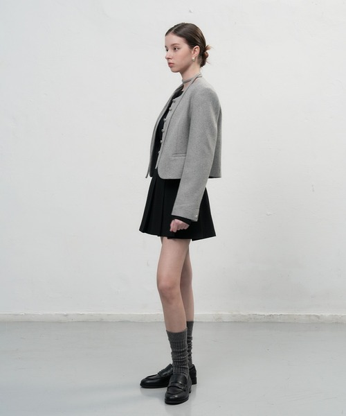 GENERAL IDEA(ジェネラルアイデア)の「【GENERAL IDEA】タイノーカラーウールブレンドジャケット / TIE COLLARLESS WOOL JACKET(ノーカラージャケット・レディース・ブラウン/グレー/ベージュ・M/L/S)」の14枚目の写真