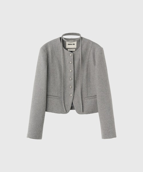 GENERAL IDEA(ジェネラルアイデア)の「【GENERAL IDEA】タイノーカラーウールブレンドジャケット / TIE COLLARLESS WOOL JACKET(ノーカラージャケット・レディース・ブラウン/グレー/ベージュ・M/L/S)」の15枚目の写真