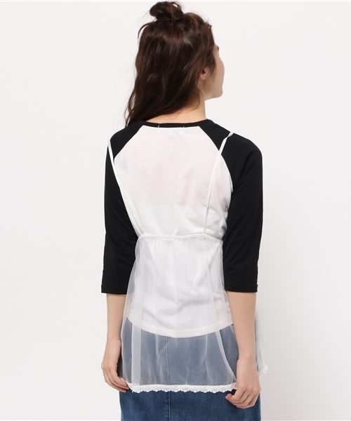 WEGO（ウィゴー）の「WEGO/ランジェリーレイヤードラグランTシャツ（Tシャツ/カットソー・レディース・ブラック/ホワイト・FREE）」の10枚目の写真