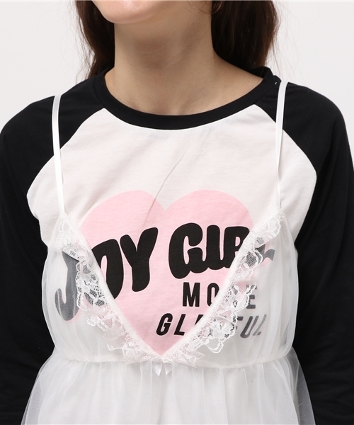 WEGO（ウィゴー）の「WEGO/ランジェリーレイヤードラグランTシャツ（Tシャツ/カットソー・レディース・ブラック/ホワイト・FREE）」の11枚目の写真