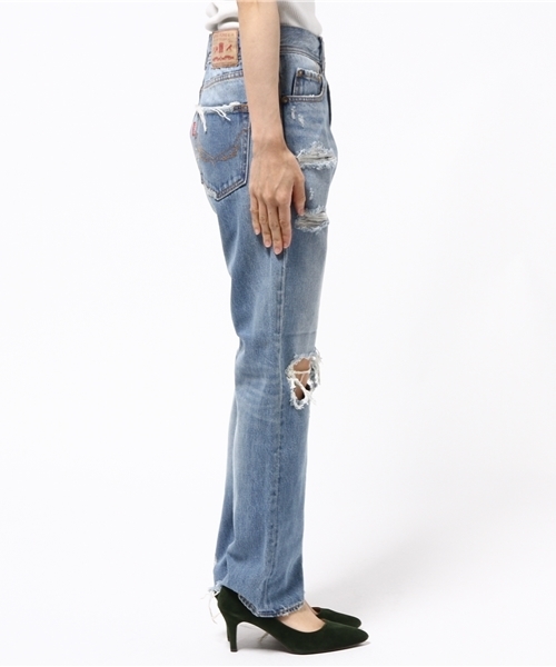 RODEO CROWNS WIDE BOWL(ロデオクラウンズワイドボウル)の「VINTAGE クラッシュ ストレート(デニムパンツ・レディース・ライトブルー・28inch/26inch/25inch/24inch/27inch)」の3枚目の写真