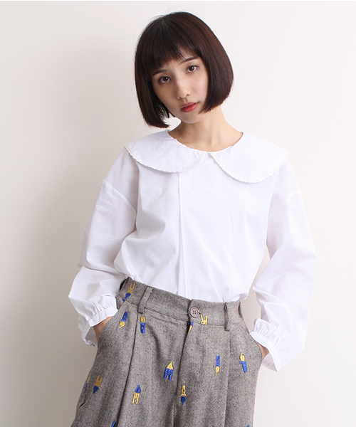 MERLOT（メルロー）の「ビッグ襟なみテープブラウス2305（シャツ/ブラウス・レディース・ブラック/ホワイト/グリーン系その他2/ピンク/グリーン/ブルー・FREE）」の2枚目の写真