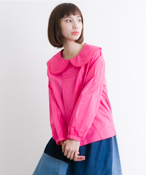 MERLOT（メルロー）の「ビッグ襟なみテープブラウス2305（シャツ/ブラウス・レディース・ブラック/ホワイト/グリーン系その他2/ピンク/グリーン/ブルー・FREE）」の7枚目の写真