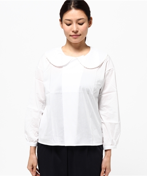 MERLOT（メルロー）の「ビッグ襟なみテープブラウス2305（シャツ/ブラウス・レディース・ブラック/ホワイト/グリーン系その他2/ピンク/グリーン/ブルー・FREE）」の8枚目の写真