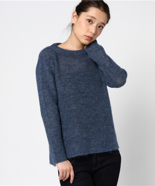 22 OCTOBRE（ヴァンドゥ－オクトーブル）の「モヘアラメニット（ニット/セーター・レディース・ブルー/ホワイト/ピンク・2）」の2枚目の写真