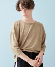 MONO-MART | オーバーサイズドロップショルダー サイドスリット ヘムラインカットソー/TRストレッチ(Tシャツ/カットソー)