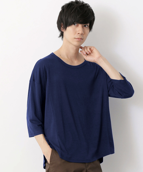 MONO-MART(モノマート)の「オーバーサイズドロップショルダー サイドスリット ヘムラインカットソー とろみカットソー/TRストレッチ(Tシャツ/カットソー・メンズ・ライトオリーブ/ピンク/オフホワイト/ブラック/グレー系その他/ブラウン系その他/ライトブルー/グレー系その他2/ネイビー/ライトイエロー/ベージュ/ブルー/ラベンダー/ワイン・FREE)」の10枚目の写真