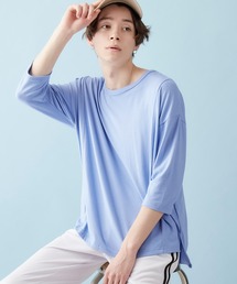 MONO-MART | オーバーサイズドロップショルダー サイドスリット ヘムラインカットソー/TRストレッチ(Tシャツ/カットソー)