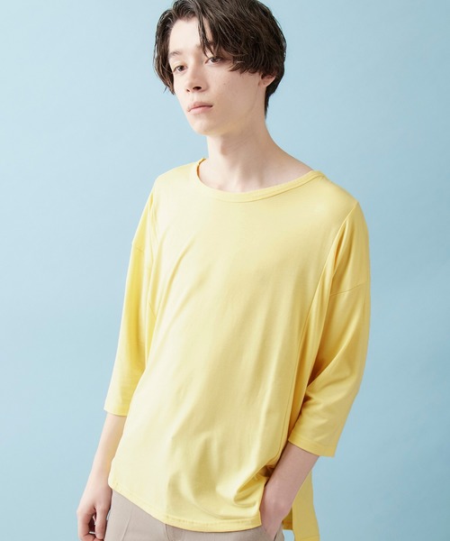 MONO-MART(モノマート)の「オーバーサイズドロップショルダー サイドスリット ヘムラインカットソー とろみカットソー/TRストレッチ(Tシャツ/カットソー・メンズ・ライトオリーブ/ピンク/オフホワイト/ブラック/グレー系その他/ブラウン系その他/ライトブルー/グレー系その他2/ネイビー/ライトイエロー/ベージュ/ブルー/ラベンダー/ワイン・FREE)」の13枚目の写真