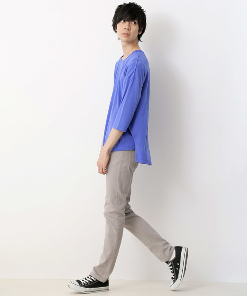 MONO-MART(モノマート)の「オーバーサイズドロップショルダー サイドスリット ヘムラインカットソー とろみカットソー/TRストレッチ(Tシャツ/カットソー・メンズ・ライトオリーブ/ピンク/オフホワイト/ブラック/グレー系その他/ブラウン系その他/ライトブルー/グレー系その他2/ネイビー/ライトイエロー/ベージュ/ブルー/ラベンダー/ワイン・FREE)」の19枚目の写真