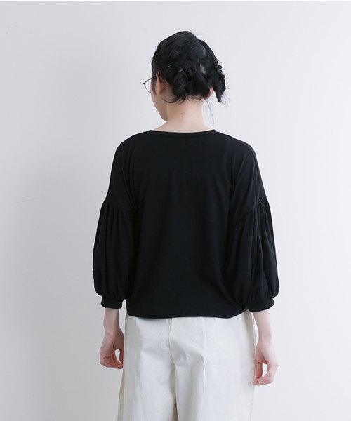 MERLOT（メルロー）の「パフ袖トップス　4660（Tシャツ/カットソー・レディース・イエロー/ピンク/ブラック/オフホワイト・FREE）」の19枚目の写真